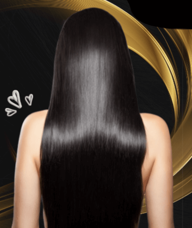 Shiny, healthy long hair enhanced by hair loss oil blend for stronger growth.